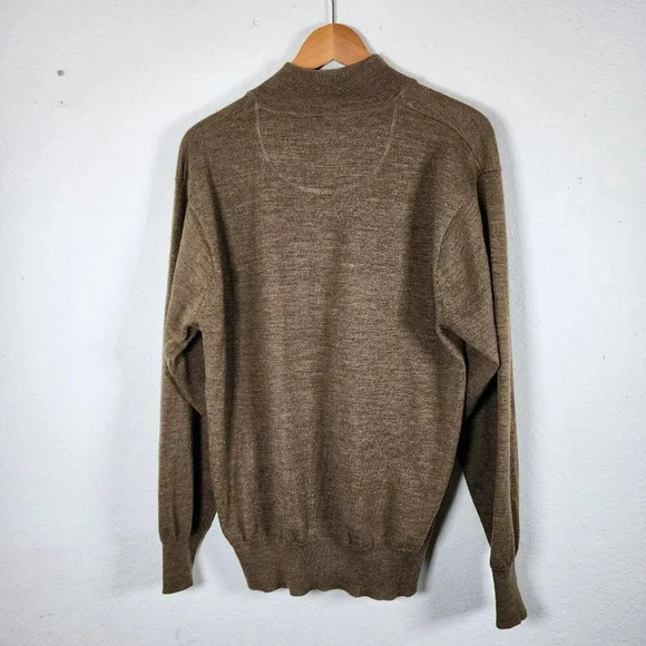 Orvis Sweater Men's M Brown Merino Wool 1/4 Zip Mock Neck Pullover Longsleeve - Picture 2 of 11